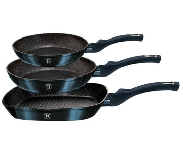 НАБОР ИЗ 3-Х ГРАНИТНЫХ ПРОДУКТОВ 20/24/28 СМ BERLINGER HAUS BH-6140 Аквамарин