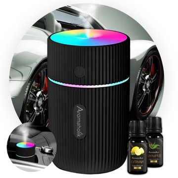 CZARNY DYFUZOR AROMATYZER LED ZAPACH DO SAMOCHODU | OLEJEK GRATIS