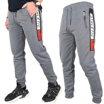 SPODNIE DRESOWE MĘSKIE DRESY modne JOGGERY kieszenie zamek bawełna, 2XL/3XL