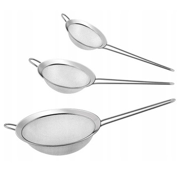 SITKO SITKA KUCHENNE ZESTW 3 SZT. CEDZAK PRZESIEWAK METALOWY DO CUKRU MĄKI