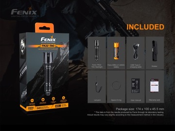 Fenix ​​TK22 TAC Светодиодный фонарик 2800лм 540м USB-C