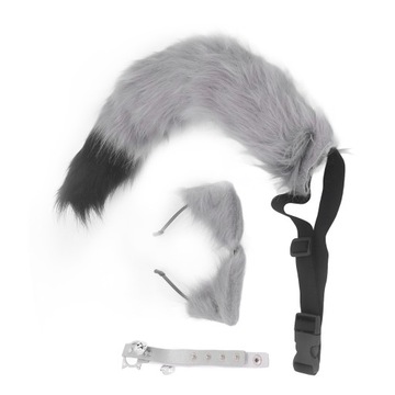 Кошачьи уши и волчий хвост животного, карнавальный костюм, искусственный 52