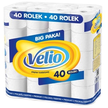 40 rolek papier toaletowy Velio 3 warstwowy