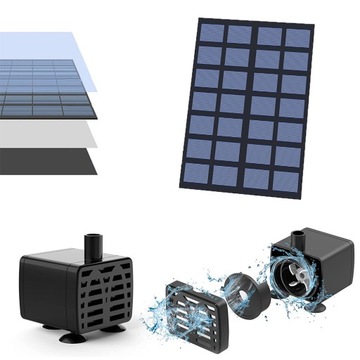 САДОВЫЙ ФОНТАННЫЙ НАСОС 220 Л/Ч + СОЛНЕЧНАЯ ПАНЕЛЬ 180×120 мм