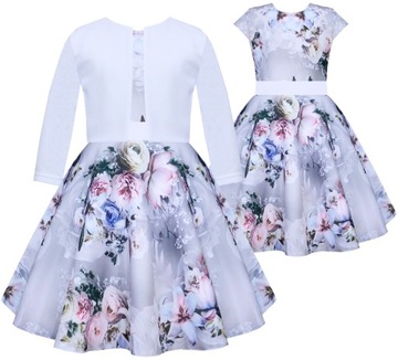ELEGANCKA WIZYTOWA SUKIENKA Z BOLERKIEM UROCZYSTOŚCI r 146 3356