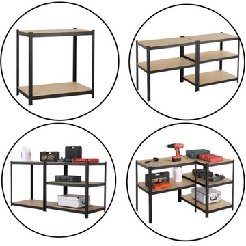 Regał Magazynowy 5 Półek Czarny Do Garażu Spiżarni Metalowy 150X75X30 CM