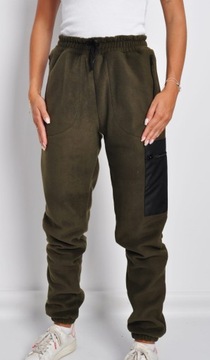 БРЮКИ ЖЕНСКИЕ ТЕПЛЫЕ ФЛИСОВЫЕ, ТЕМНО-ЗЕЛЕНЫЕ S