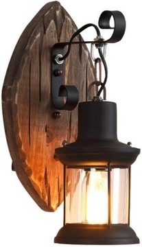 LAMPA ŚCIENNA KINKIET LED LOFT DREWNO Retro lampa ścienna