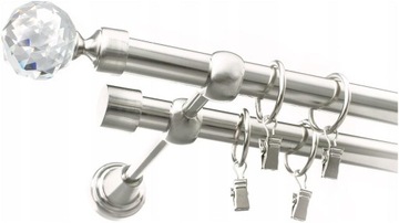 KARNISZ CRYSTAL METAL PODWÓJNY 19+19mm 240 cm