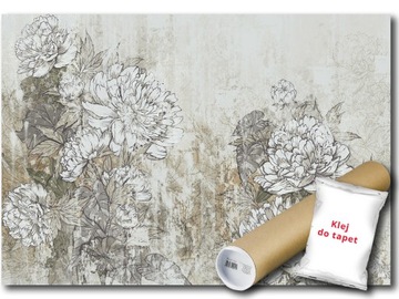 FOTOTAPETA WINYLOWA KWIATY ROŚLINY PIWONIE VINTAGE RETRO 152x104