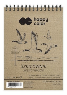 Szkicownik na spirali PTAKI A6, biały, 80 ark, 90g