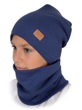 CZAPKA I KOMIN PRĄŻEK dwuwarstwowy 48-52 Denim
