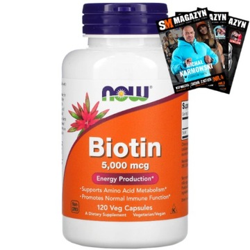 NOW FOODS BIOTYNA 5000MCG NA WYPADANIE WŁOSÓW 120K