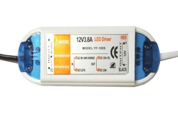ZASILACZ MONTAŻOWY MEBLOWY TAŚMA LED 12V 3,8A 42W