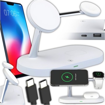Bezdrátová Indukční Nabíječka Magsafe 15W 3v1 Pro Iphone Airpods Usb-c