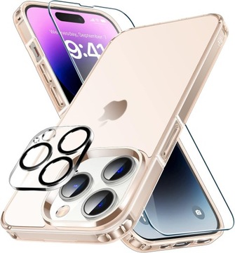 ETUI DO iPhone 14 PRO MATTE PINK CASE+SZKŁO