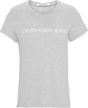 Outlet CALVIN KLEIN JEANS T-Shirt Institutional J20J207879 Szary Regular Fi