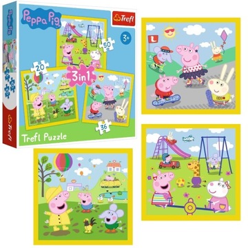 PUZZLE 3W1 ŚWINKA PEPPA WESOŁY DZIEŃ PEPPY TREFL (20,36,50 EL)