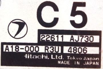 JEDNOTKA / ŘÍZENÍ MOTORU SUBARU IMPREZA II GD 2.0 22611AJ730