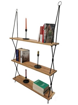 Wiszące półki na sznurkach linach, 80 cm dąb złoty