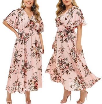 Zwiewna sukienka w kwiaty PLUS SIZE 48 4XL