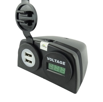 Woltomierz cyfrowy + podwójne gniazdo USB w ramce