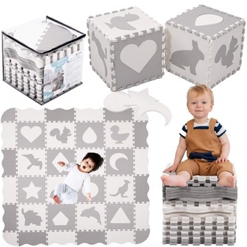 ДЕТСКИЙ ОБРАЗОВАТЕЛЬНЫЙ КОВРИК-ПАЗЛ, ТОЛСТЫЙ, 150х150см, СКЛАДНОЙ, РУЧКА XXL