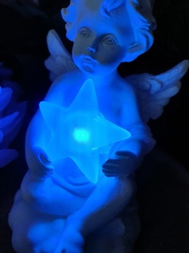 АНГЕЛ со звездой Многоцветный ВСТАВКА Могильная свеча Led