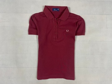 Fred Perry Polo Damskie Klasyczne Bordowe Unikat Logo 42 S M