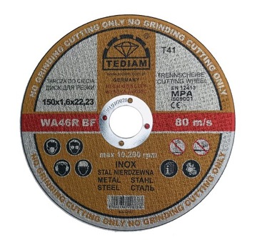 TARCZE TARCZA DO CIĘCIA METALU STALI INOX 2w1 150 x 1,6 TEDIAM MOCNE