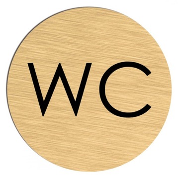 Złota tabliczka okrągła WC napis 10cm