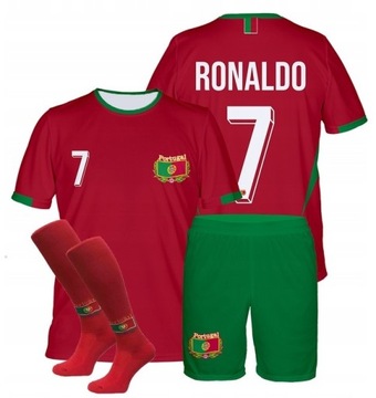 RONALDO PORTUGALIA STRÓJ PIŁKARSKI KOMPLET SPORTOWY ROZMIAR 164 + GETRY