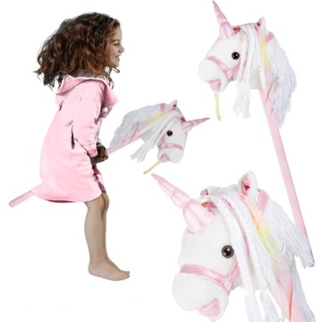 HOBBY HORSE JEDNOROŻEC NA KIJU DO GALOPOWANIA Z DŹWIĘKAMI RŻY 87 CM ZABAWKA