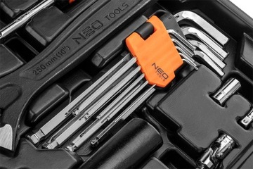 Торцевые ключи NEO Tools, 143 элемента, большой набор инструментов, чемодан из хрома