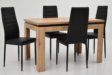 РАСШИРЯЕМЫЙ стол ARTISAN ДУБ 80x120/160 и 4 стула ЧЕРНЫЙ ВЕЛОР ЭКО КОЖА