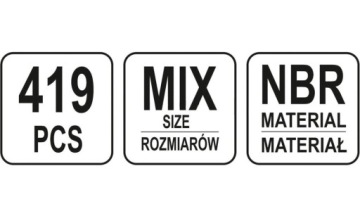 УПЛОТНИТЕЛЬНЫЕ КОЛЬЦА NBR РЕЗИНОВЫЕ УПЛОТНЕНИЯ МИКС РАЗМЕР 419 ШТ.
