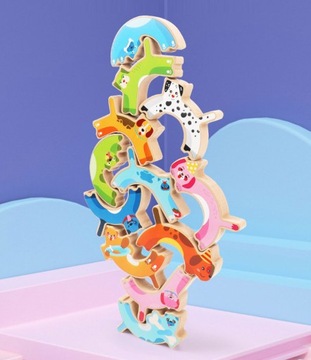 KLOCKI DREWNIANE WIEŻA ZRĘCZNOŚCIOWA UKŁADANKA