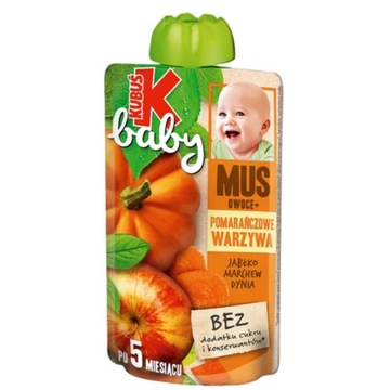 KUBUŚ Baby Mus Jabłko Marchew Dynia Bez Cukru 100g