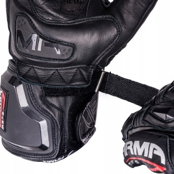 WOLF SKÓRZANE RĘKAWICE MOTOCYKLOWE DŁUGI MANKIET RAIDEN BLK WHT RED 2XL