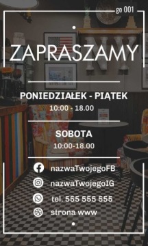Наклейка ЧАСЫ РАБОТЫ FB IG PHONE 36x60см