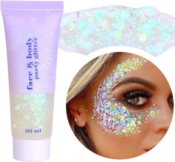 Żel brokatowy Biały hologram do twarzy 50 ml Vogue