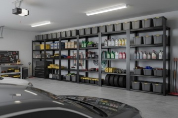 МЕТАЛЛИЧЕСКАЯ ПОЛКА черная складская 200х100х40 для гаража, подвала, офиса ДОДАС