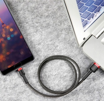 Кабель BASEUS USB-C TYPE-C КОРОТКИЙ БЫСТРАЯ ЗАРЯДКА 3.0 3A ВЫСОКОКАЧЕСТВЕННАЯ ПЛЕТЕКА 50 см