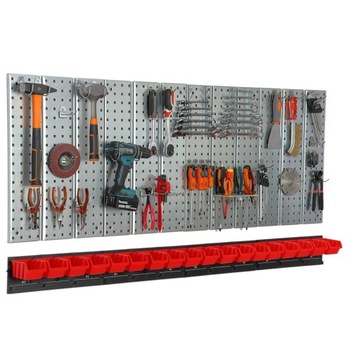 Metalowa tablica narzędziowa 1560 x 713 mm ścianka 18 kuwet warsztat garaż