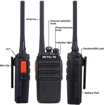 Retevis RT24 Walkie Talkie, Radiotelefon PMR446 z zestawem słuchawkowym,3KM