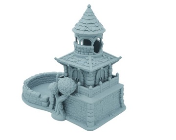 Kamienna chatka duża wieża do kości - Dice Tower Szary jasny