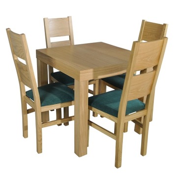 ZESTAW STÓŁ KWADRAT DĘBOWY 80X80/120 + 4 KRZESŁA DĄB SALON JADALNIA