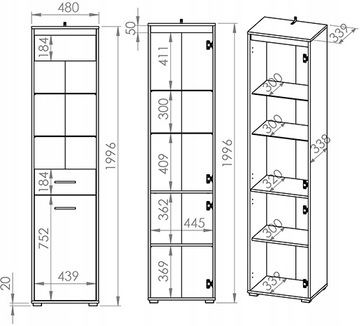 AVO 05 SONOMA ВИТРИНА СВЕТ АНТРАЦИТОВЫЙ ML + БЕСПЛАТНО