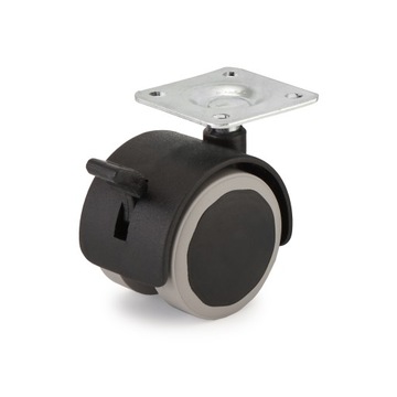 KÓŁKO MEBLOWE GUMOWE OBROTOWE FI 40 MM Z HAMULCEM