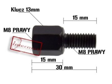 ПЕРЕХОДНИК ПЕРЕХОДНИКА ЗЕРКАЛА ПРАВАЯ РЕЗЬБА + ПРАВЫЙ M8